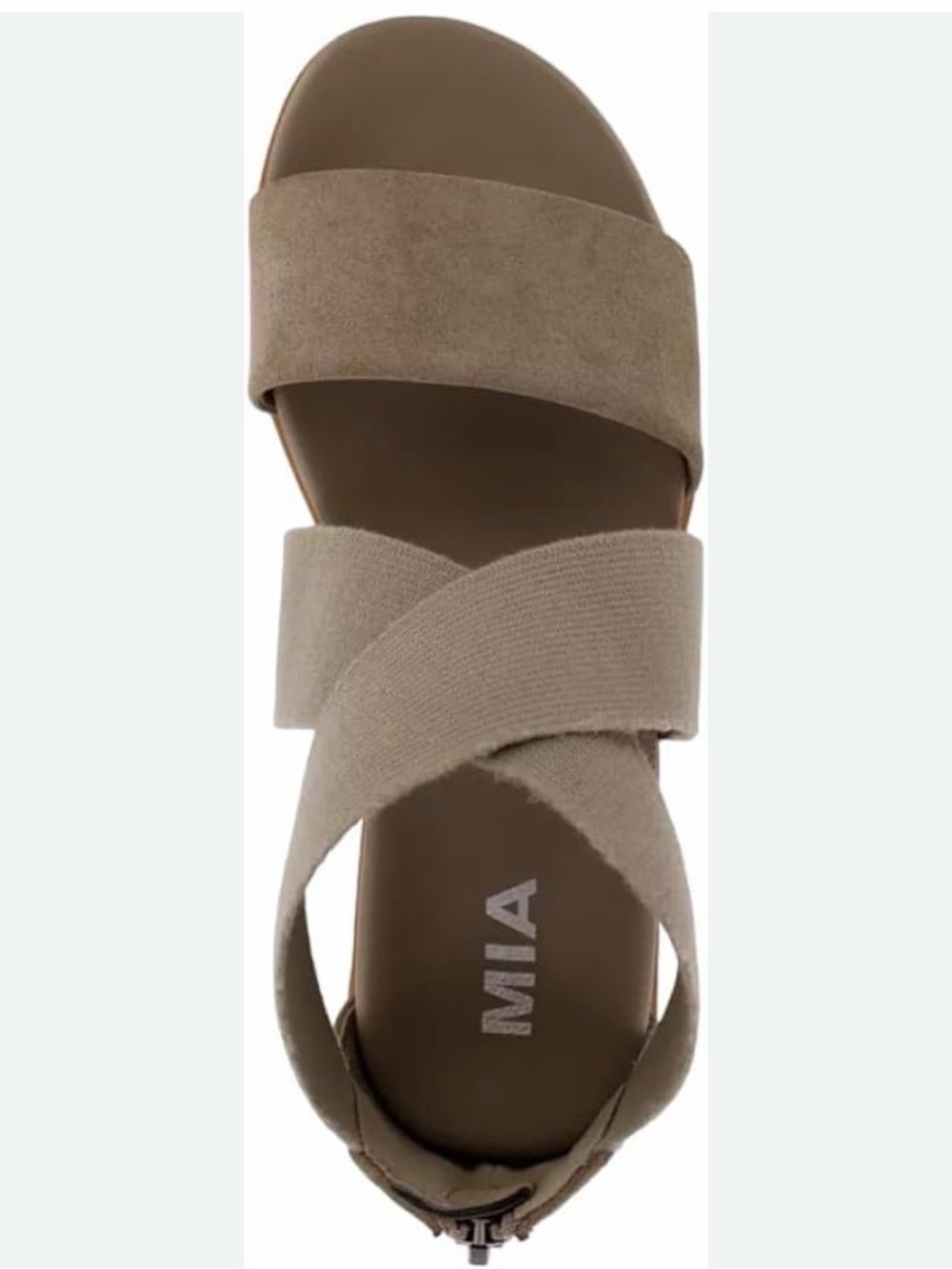 MIA Women's Taupe Crisscross Strap Slide Sandal